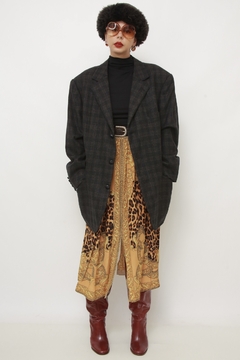 Blazer xadrez cinza maxi vintage - Capichó Brechó