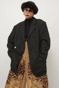 Blazer xadrez cinza maxi vintage