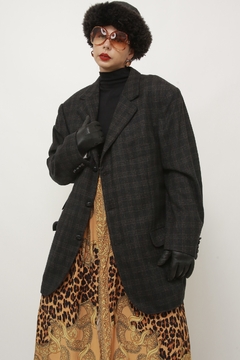 Blazer xadrez cinza maxi vintage
