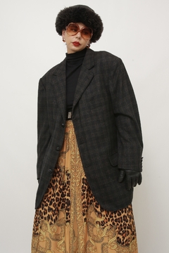 Blazer xadrez cinza maxi vintage
