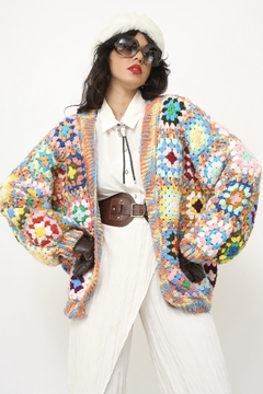 Casaco crochet flores coloridas - loja online