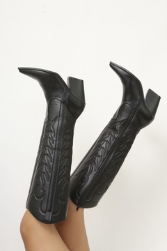 Bota preta COWBOY cano longo 39 - comprar online