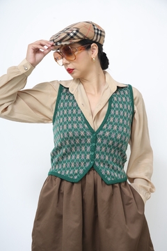 Colete xadrez verde lã - comprar online