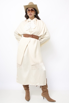 Pashimina off white viscose franja fininha - Capichó Brechó