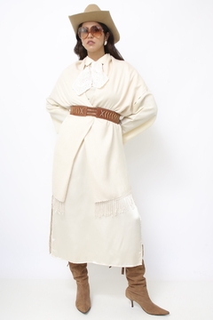 Pashimina off white viscose franja fininha - comprar online