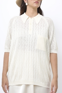 Polo tricot creme vintage - loja online