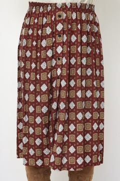 Saia viscose estampada vinho estampa selos - comprar online