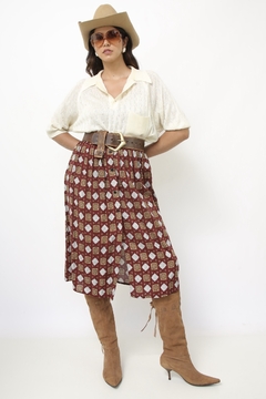 Saia viscose estampada vinho estampa selos - loja online