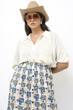 Saia viscose estampada branca estampas flores na internet