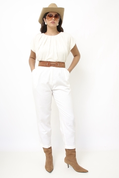 Calça 100% linho branca vintage