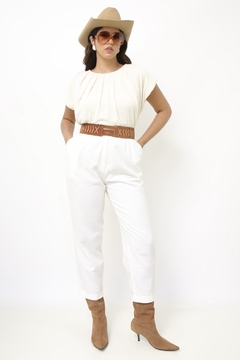 Calça 100% linho branca vintage - comprar online