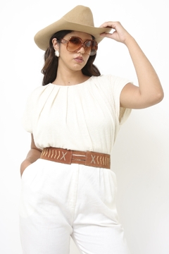 Blusa balone pregas creme vintage - comprar online