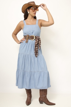 Vestido jeans babados western - comprar online