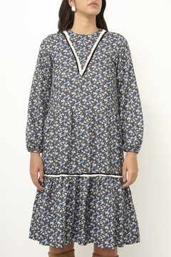 Imagem do Vestido liberty azul western babados
