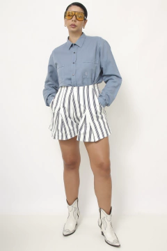 Camisa YSL azul vintage - Capichó Brechó
