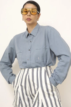 Camisa YSL azul vintage - loja online