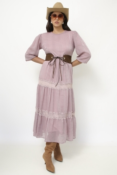 Vestido brilho roxo western camadas renda - comprar online