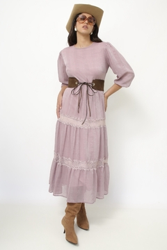 Vestido brilho roxo western camadas renda