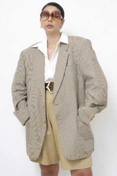 Blazer xadrez italiano bege vintage