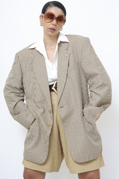 Blazer xadrez italiano bege vintage - Capichó Brechó