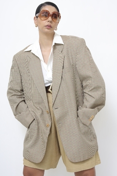 Blazer xadrez italiano bege vintage na internet
