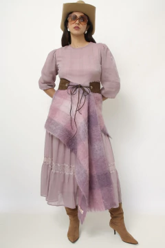 Cachecol lilas xadrez Monhair - comprar online