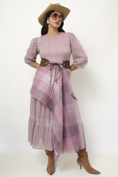 Cachecol lilas xadrez Monhair