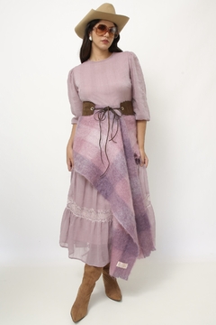 Cachecol lilas xadrez Monhair - loja online