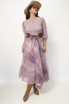 Cachecol lilas xadrez Monhair - comprar online