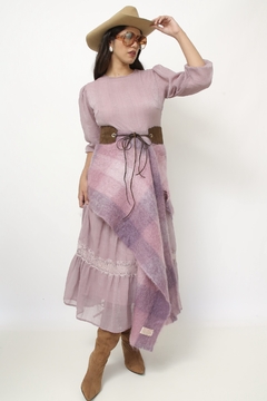 Cachecol lilas xadrez Monhair