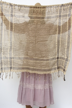 Lenço maxi xadrez marrom rustico - comprar online