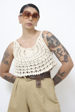 Top crochet brilho dourado