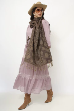 Pashimina estampada marrom