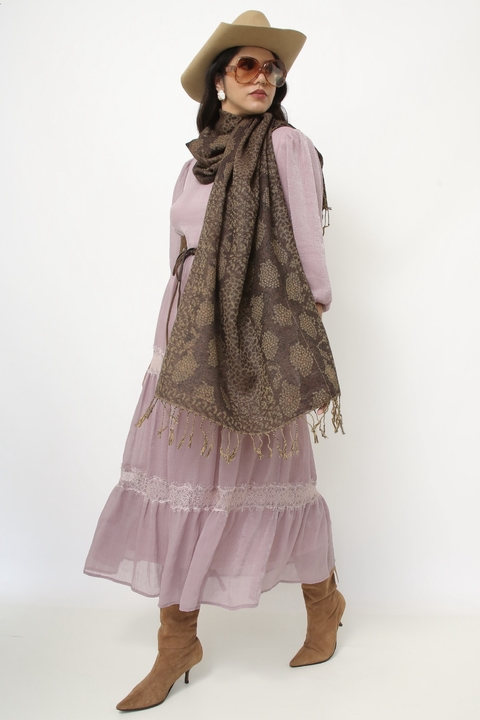 Pashimina estampada marrom