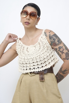 Top crochet brilho dourado - comprar online