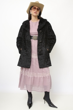 Casaco preto pelucia vintage