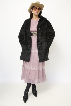 Casaco preto pelucia vintage