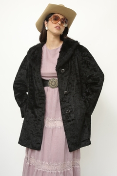 Casaco preto pelucia vintage - loja online