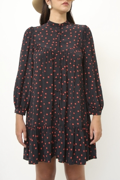 Vestido preto ZARA poa viscose
