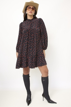 Vestido preto ZARA poa viscose - loja online
