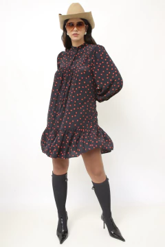 Vestido preto ZARA poa viscose na internet