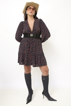 Vestido preto ZARA poa viscose