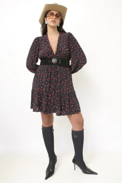 Vestido preto ZARA poa viscose