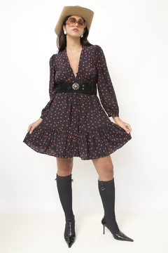 Vestido preto ZARA poa viscose na internet