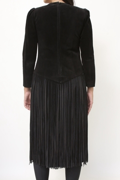 Vestido couro camurça franja preto western - loja online