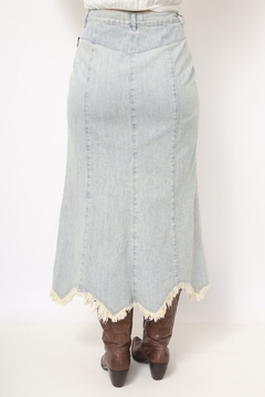 Saia jeans midi western - comprar online