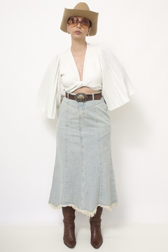 Saia jeans midi western - loja online