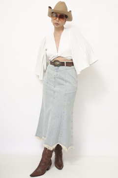 Saia jeans midi western