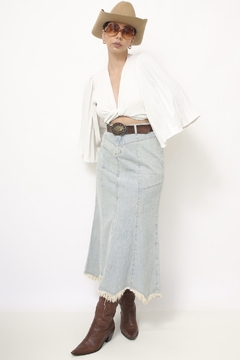 Saia jeans midi western na internet