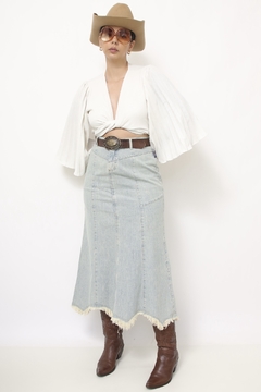 Saia jeans midi western - loja online
